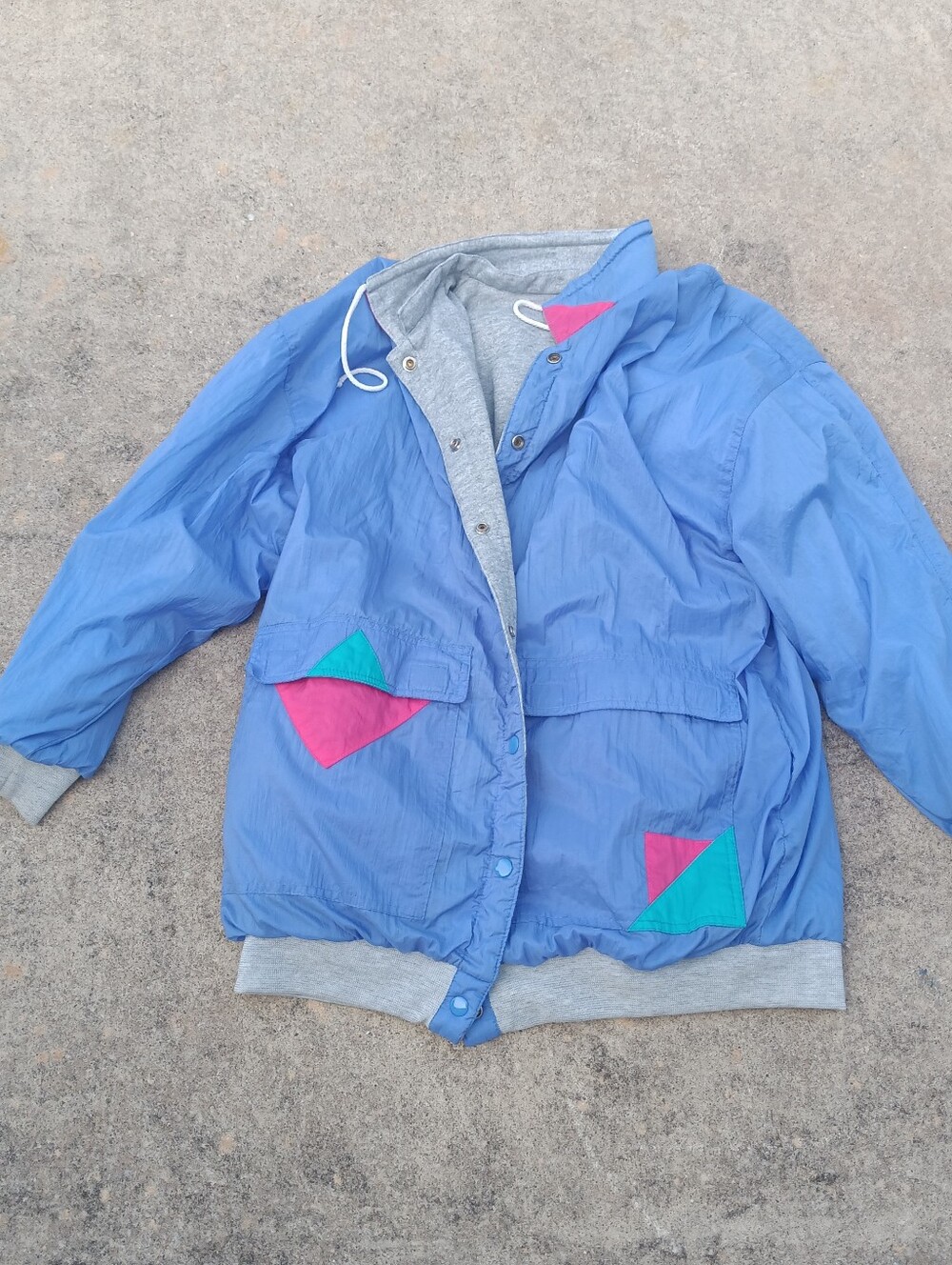 Vintage Reversible Nylon Sweatshirt Jacket One Size 80s Be In The Current Seen